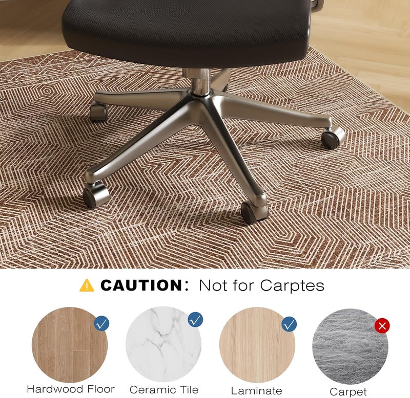FUNMAT Office Chair Mat for Hardwood & Tile Floor, 36" × 55" Desk Chair Mat for Rolling Chairs, Anti-Slip Under Desk Rug Floor Protector for Home Office, Washable Area Rug for Living Room, Brown - Image 5